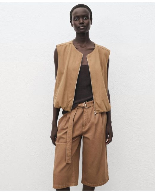 Mango Natural Belted Denim Jorts