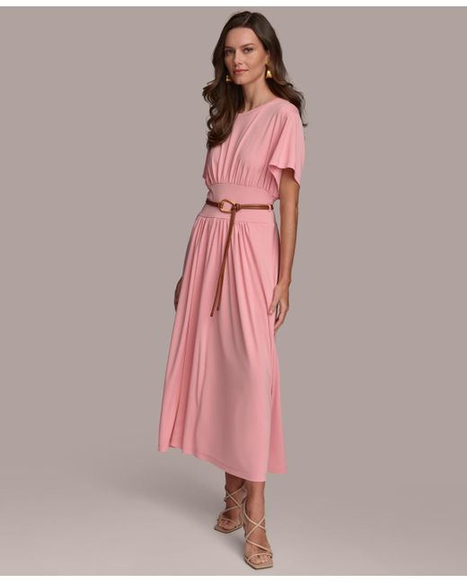 Donna Karan Pink Belted A-line Dress