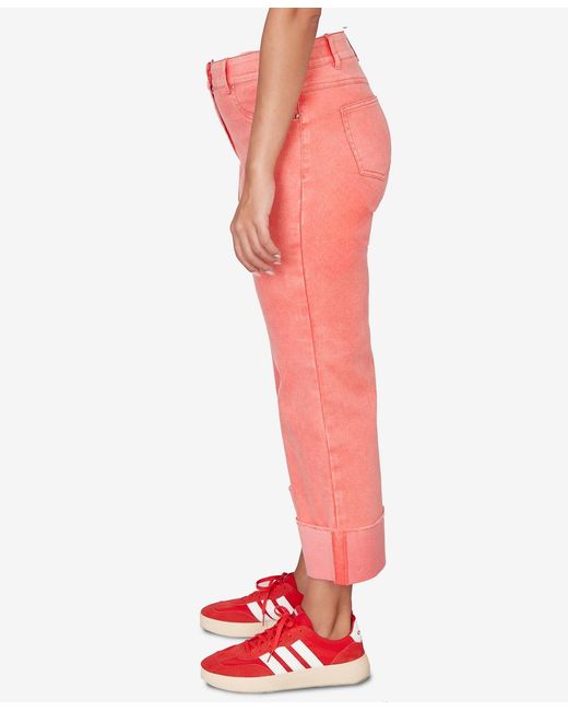 Ruby Rd Pink Petite Sunwashed Cuffed Colored Ankle Jeans
