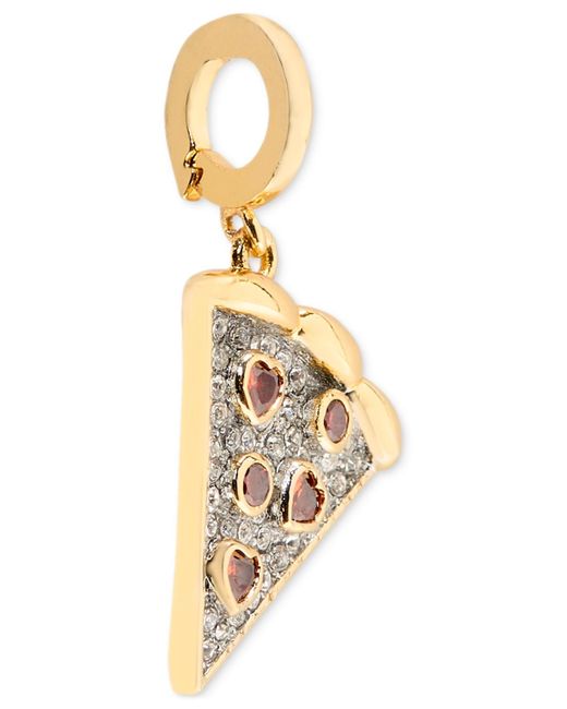 Kate Spade White Cubic Zirconia And Glass Stone Gold-tone One In A Million Pizza Charm