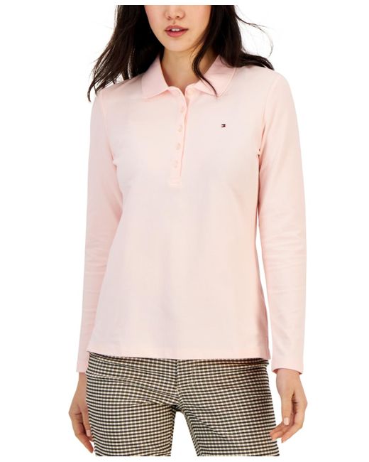 Tommy Hilfiger Pink Logo Long-sleeve Polo Shirt