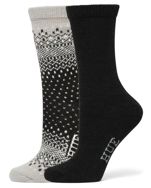 Hue Black 2-pack Ombre Fair Isle Crew Socks