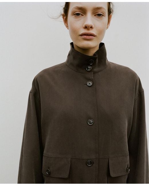 Mango Brown Pockets Oversized Jacket
