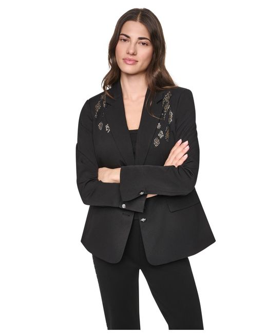 DKNY Black Collared & Two-button Jacket