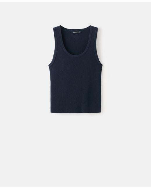 Mango Blue Wool-blend Knitted Top