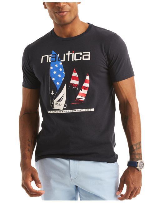 Nautica Short Sleeve Americana Graphic T-shirt in Black for Men