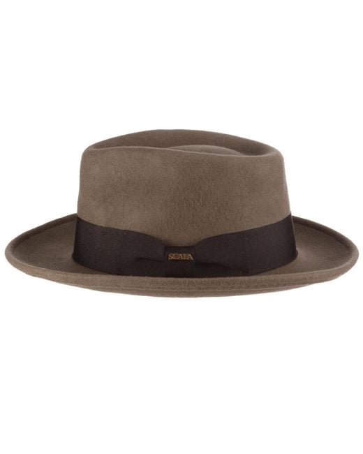 Scala Brown Felt Fedora Hat for men