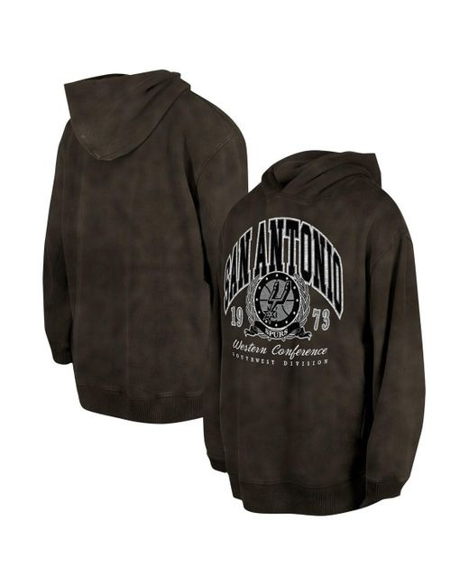 KTZ Black And San Antonio Spurs Oversized Essentials Pigment Wash Fleece Pullover Hoodie