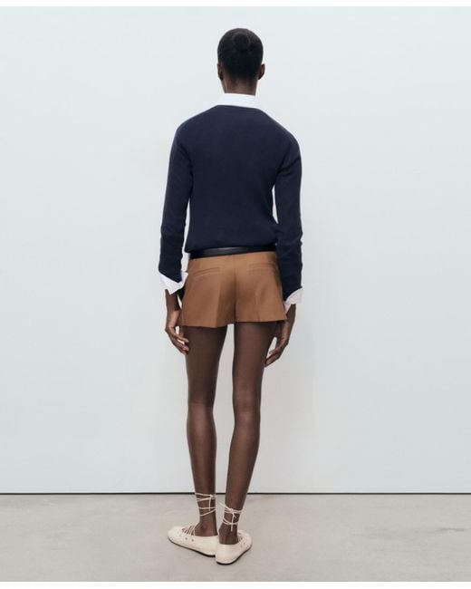 Mango Blue Long-sleeved Fine-knit Sweater