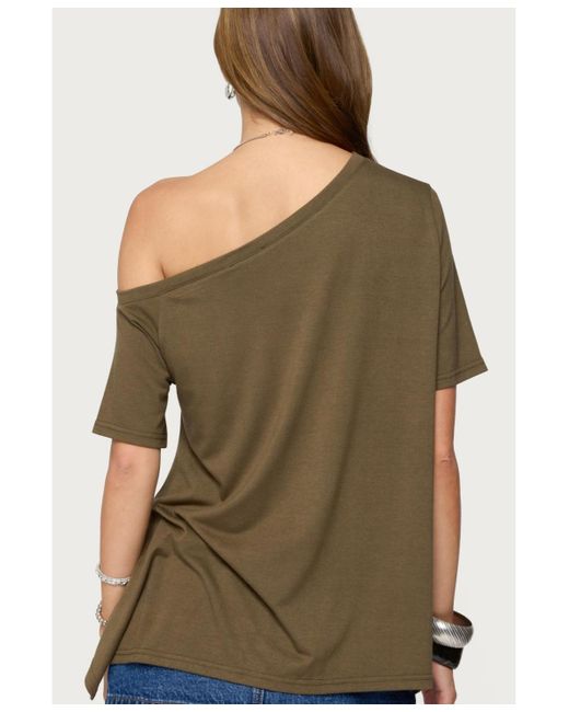 Edikted Green Josy Off Shoulder Handkerchief Top