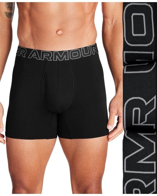 Under Armour Black 3-pack Cotton Performance Solid 6" Boxer Briefs for men