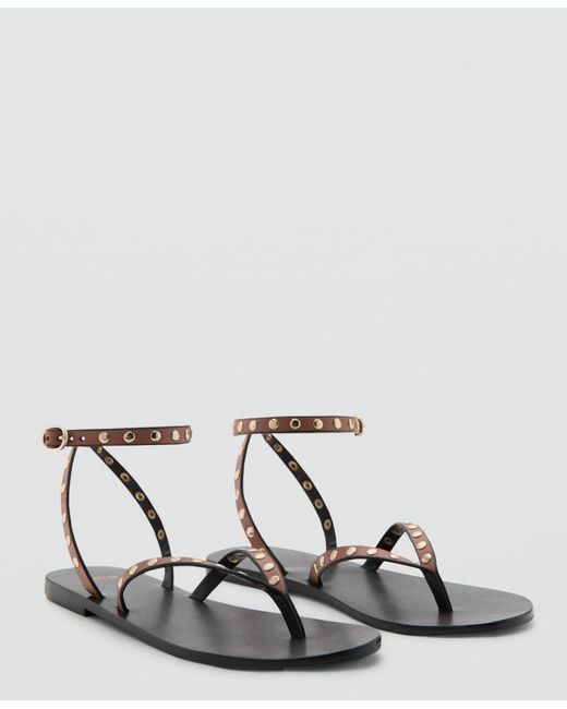Mango White Studded Sandals