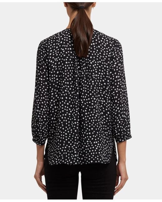 NYDJ Black Pintuck Split Neck Top