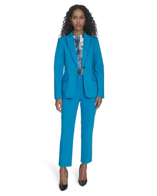 Calvin Klein Blue Cotton-blend One-button Jacket