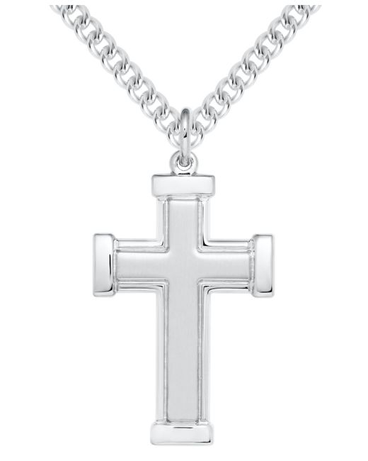 Macy's White Solid Embossed Cross 22" Pendant Necklace for men