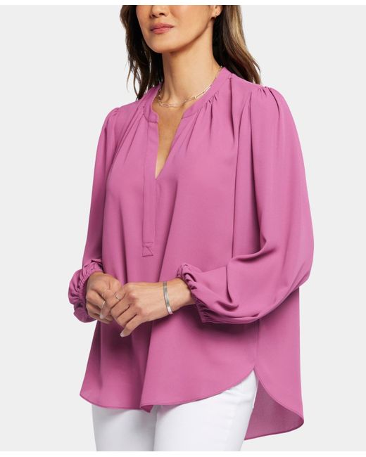 NYDJ Pink 's Puff Sleeve Popover Top