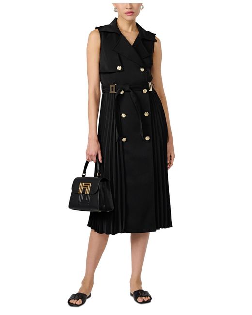 Karl Lagerfeld Black Pleated Trench Dress