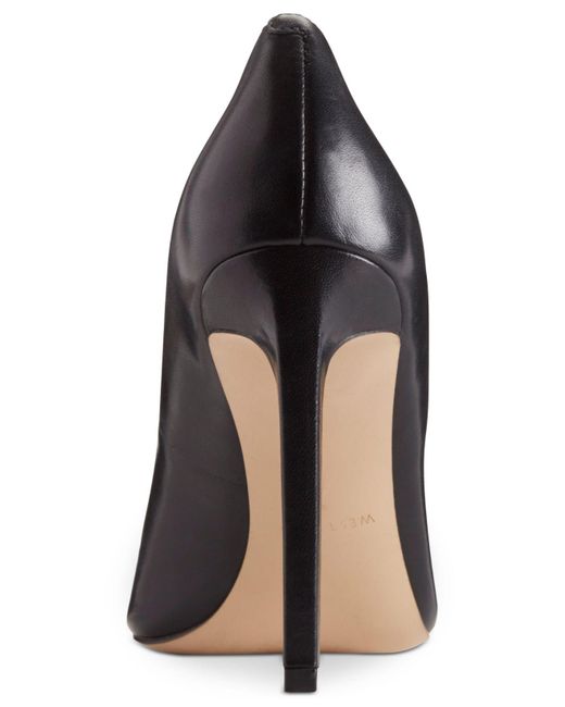 nine west black leather pumps