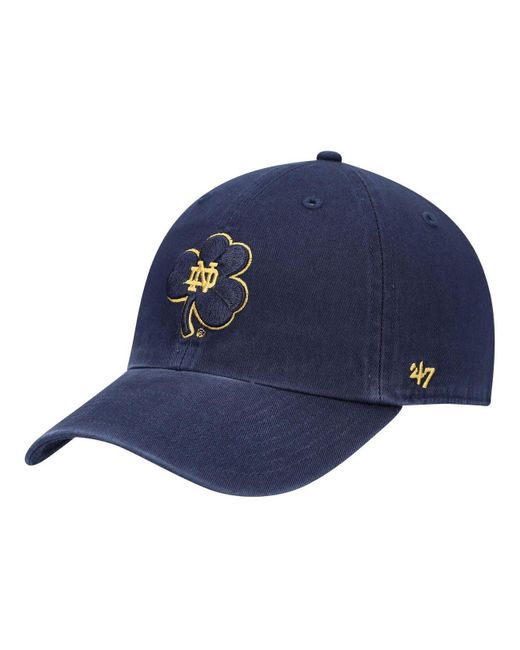 47 Brand Blue Navy Notre Dame Fighting Irish Clean Up Logo Adjustable Hat for men