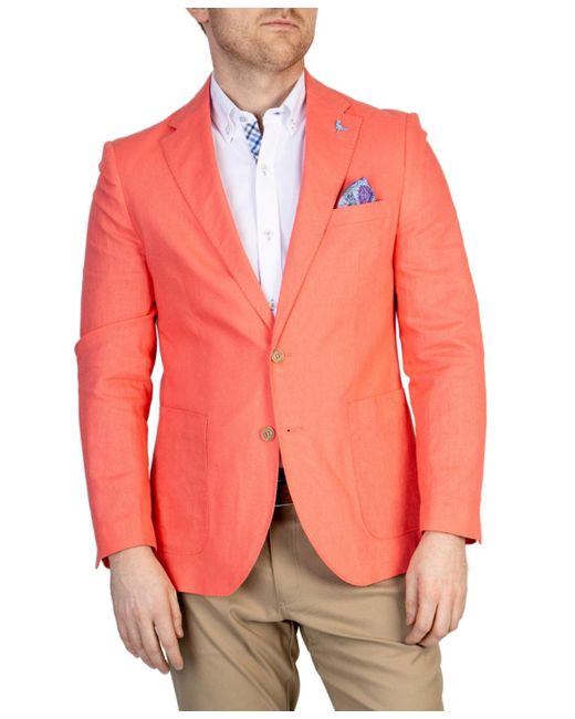 Tailorbyrd Red Solid Linen Sport Coat for men