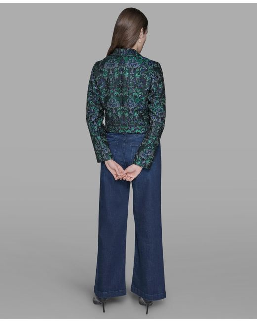 Karl Lagerfeld Multicolor Petite Jacquard Open-front Jacket