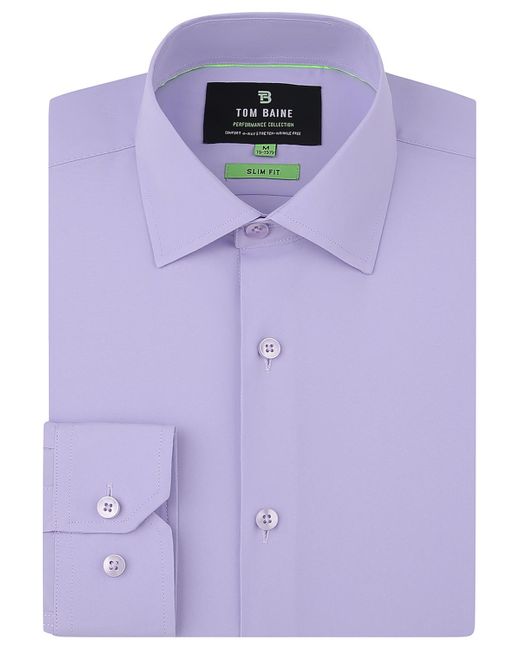 Tom Baine Purple Performance Stretch Solid Button Down Shirt for men