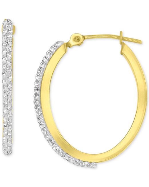 Macy's Metallic Crystal Pave Small Round Hoop Earrings