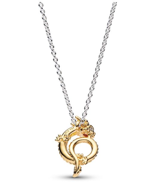 Pandora Metallic Sterling Silver And 14k -plated Dragon Necklace