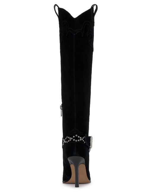 Jessica Simpson Black Kenzin Tall Western Buckle Dress Boots