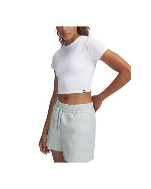Under Armour White Rival Ribbed Cropped T-shirt