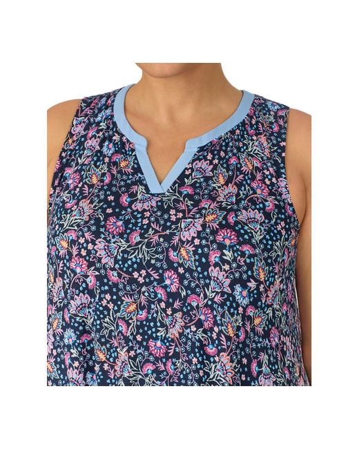 Ellen Tracy Plus Size Sleeveless Split neck Nightgown in Blue Lyst