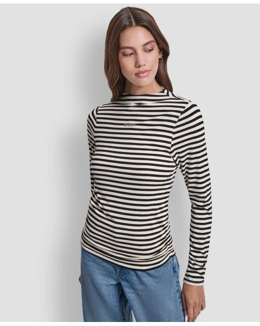DKNY Blue Embellished Pull-on Top