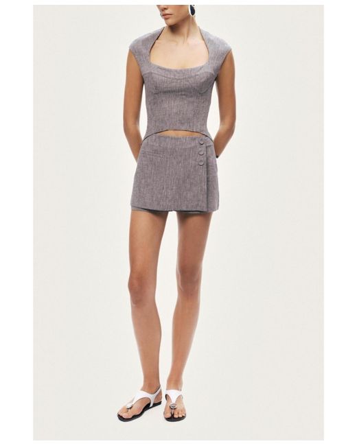 Nocturne Gray Open-back Tailored Top