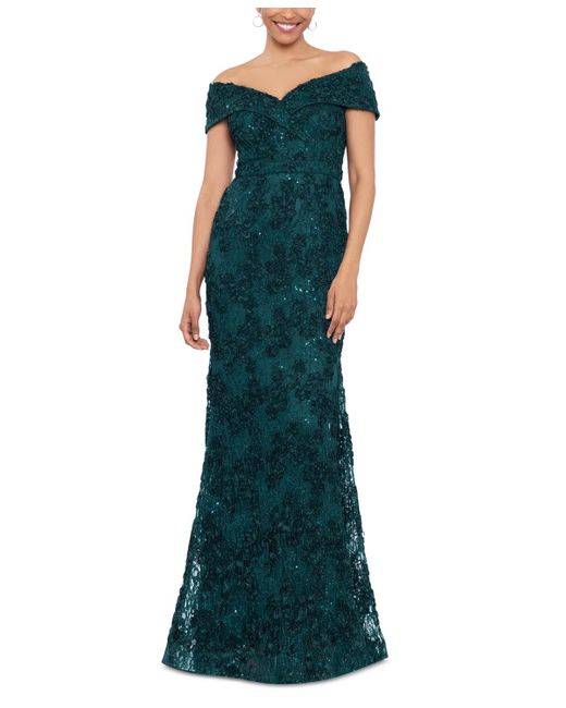 xscape off shoulder gown