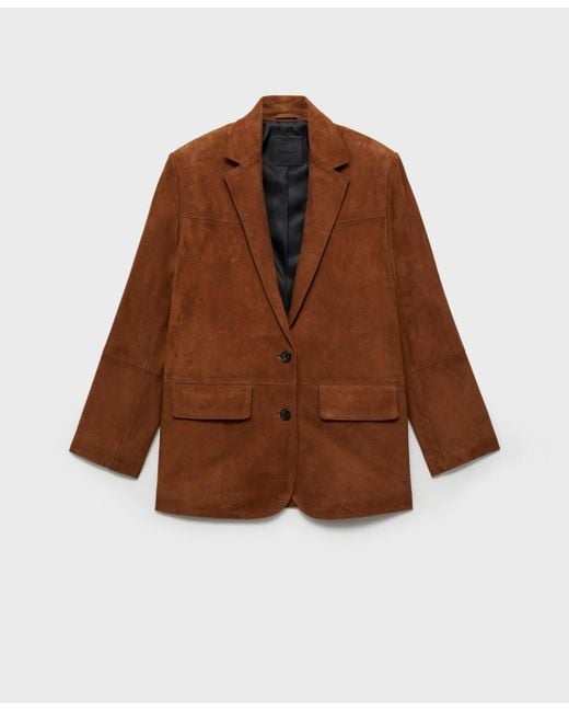 Mango White Straight Suede Jacket
