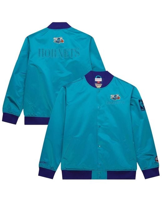 Mitchell & Ness Blue Charlotte Hornets Hardwood Classics Team Og 3.0 Lightweight Satin Full-snap Jacket for men