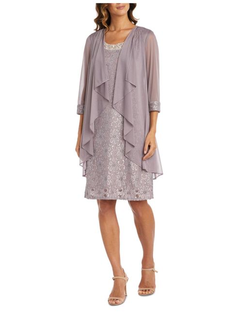 R & m richards embellished dress and illusion duster jacket hot sale