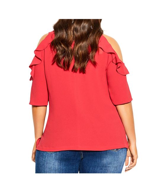 City Chic Red Plus Size Wild Sleeve Top