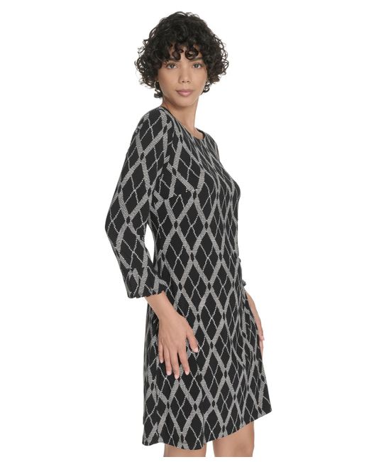 Tommy Hilfiger Black Pleat Cuff Lacross Argyl Dress