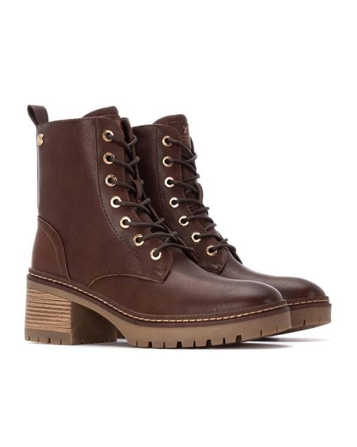 Xti Brown Combat Booties