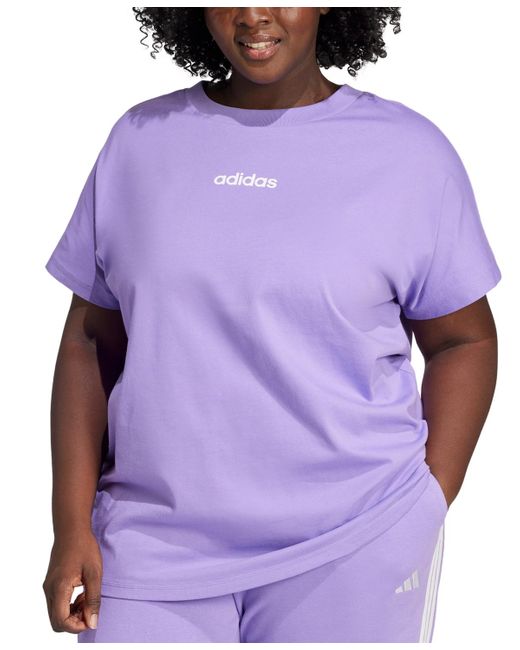 Adidas Purple Plus Size Cotton The Essentials Crewneck T-shirt