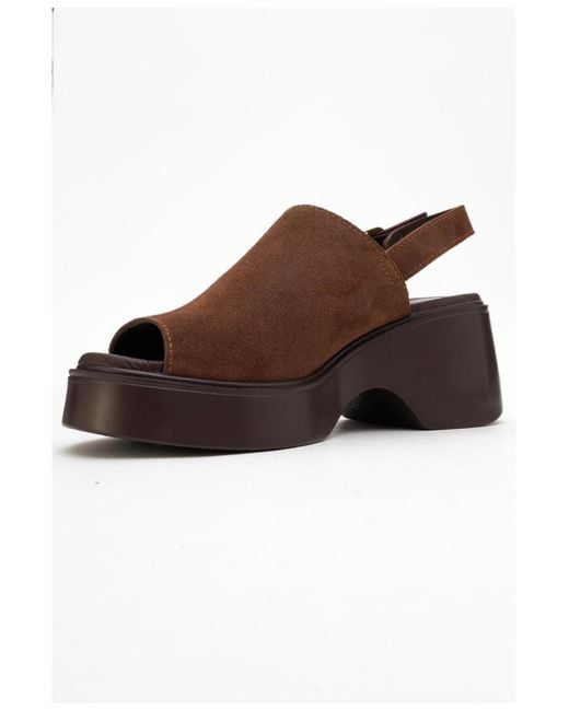 Forever & Always Shoes Brown Power Leather Platform Wedge Sandals ()