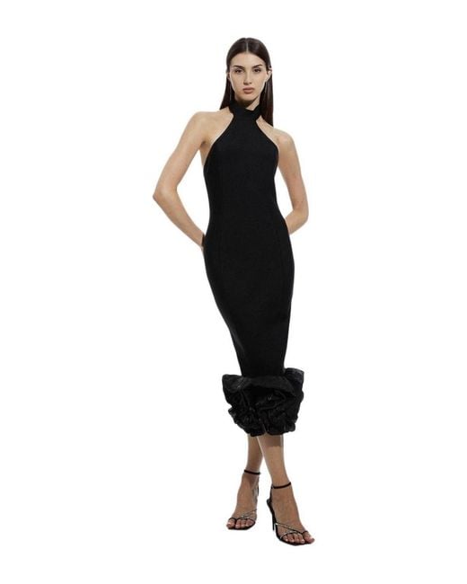 karen millen black dress Black Drama Ruffle Lace Mix Woven Maxi Dress