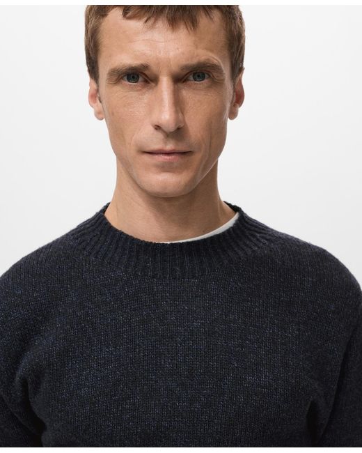 Mango Blue Structured Wool-blend Knitted Sweater for men