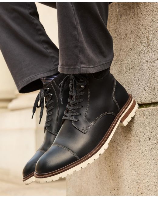 Johnston & Murphy Black Barrett Cap Toe Boots for men