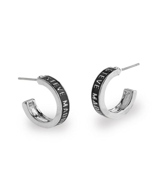 Steve Madden Metallic Black Signature Logo huggie Earrings