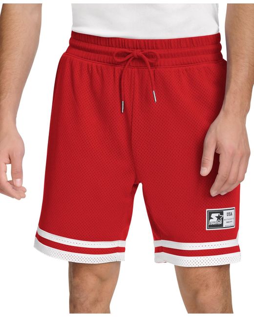 Starter Red Classic-fit 8" Mesh Basketball Shorts for men