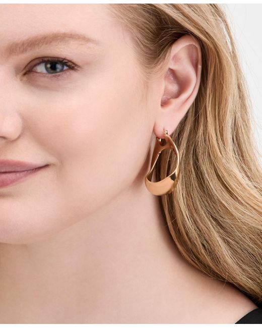INC International Concepts Metallic Tone Twisted Hoop Earrings