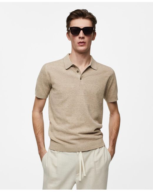 Mango Natural Short-sleeved Knitted Polo Shirt for men