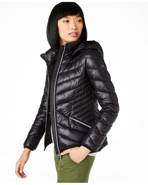 calvin klein chevron packable down coat